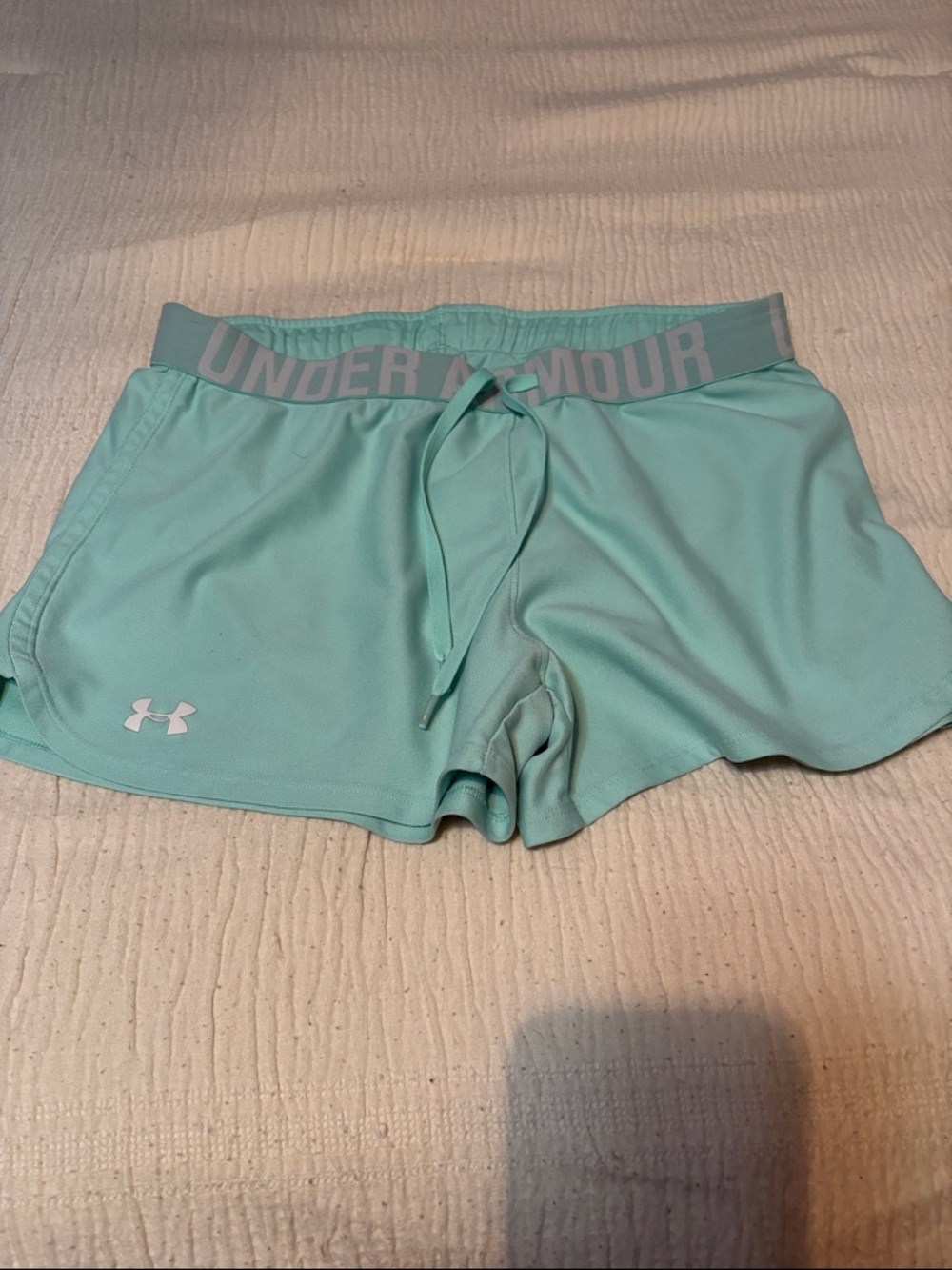 Under Armour Women's Mint Athletic Shorts with Logo Waistband